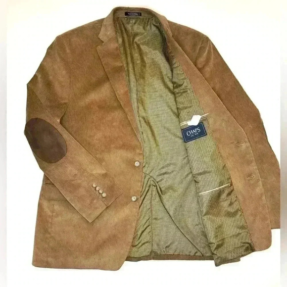 Chaps Men’s Corduroy Sport Coat Blazer Jacket Size-46L Tan Beige - Picture 7 of 9
